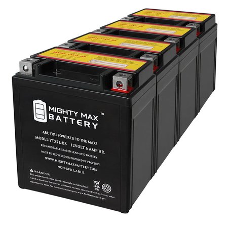 YTX7L-BS 12V 6Ah Battery for Yamaha XT225, EX250 - 4PK -  MIGHTY MAX BATTERY, MAX3689129